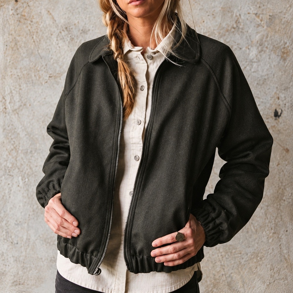Filson Women's Whipcord Wool Bomber Jacket Root Green Made in USA- XL